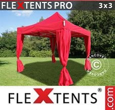 Canopy 3x3 m Red, incl. 4 decorative curtains